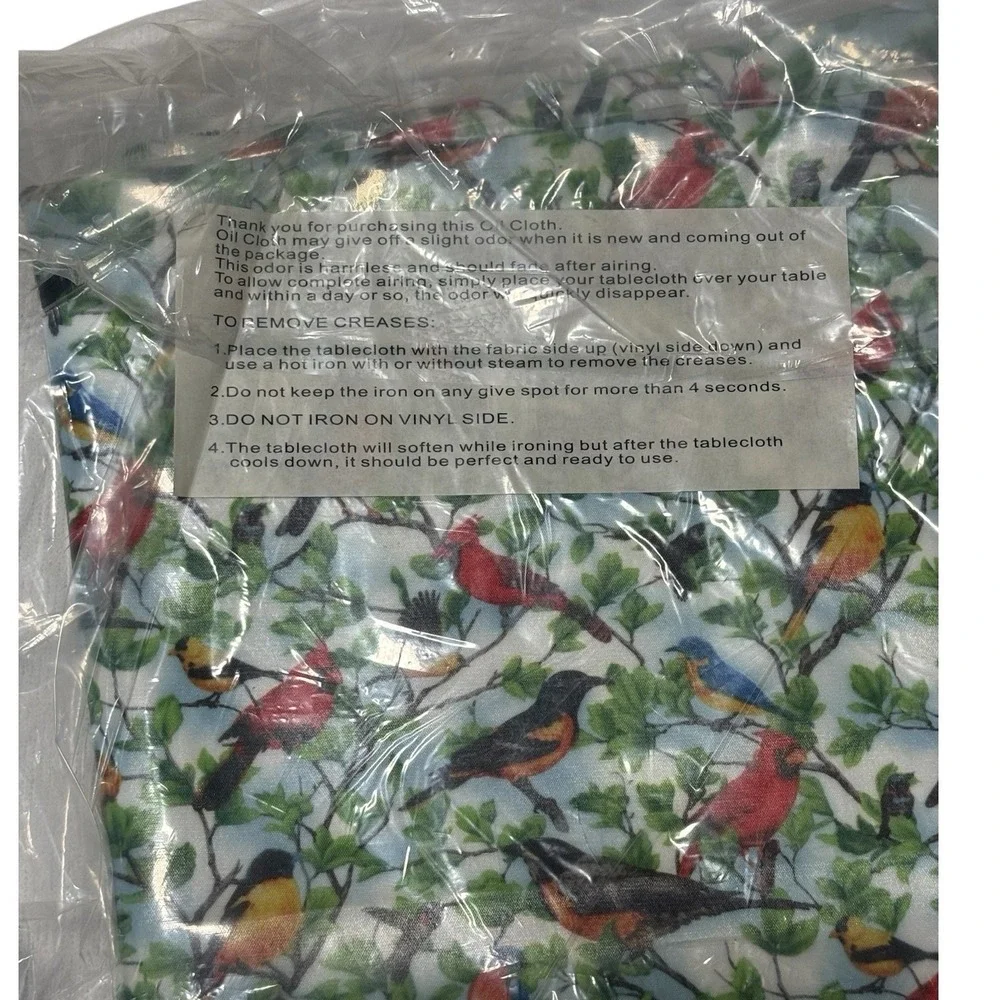 NEW Retired OIL-CLOTH Tablecloth VERMONT Country Store Song Birds 52